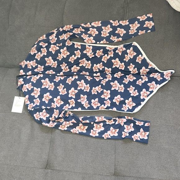 New acacia swimwear ehukai isle piped rashguard fullpiece surfsuit XL orchid nwt - Picture 15 of 16